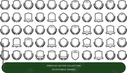 Quadro su tela Premium Vector Collection – 50 Editable Shield & Laurel Frames
