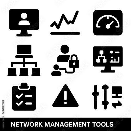 Icons icon monitoring log control graph ip manager tools vector network balancer