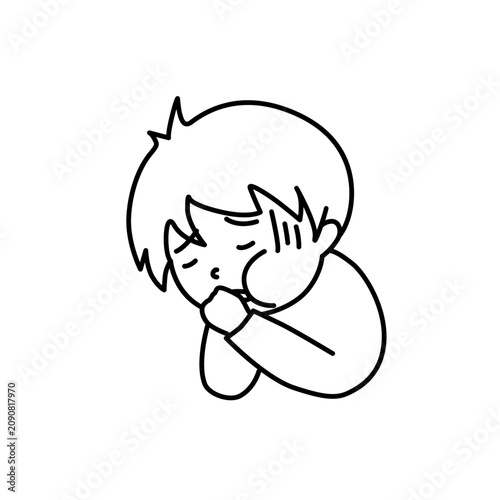 Fotografie シンプルな病気の子供のイメージイラスト　吐き気