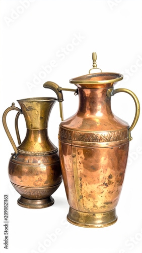 Vintage Copper Vases with Ornate Detailing for Home Decor
