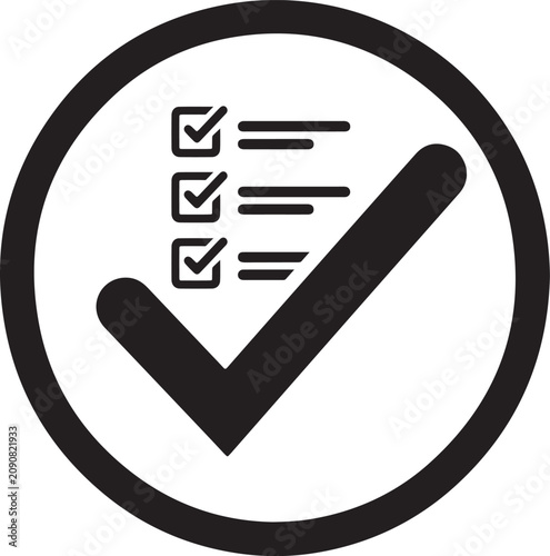 Fotografija Confirmed checklist with circular tick badge for verified task completion UI bla
