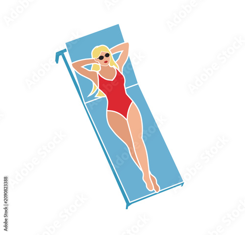 Fotografie Sunbather Transparent Vector svg holiday vacations red white blue outlined illus