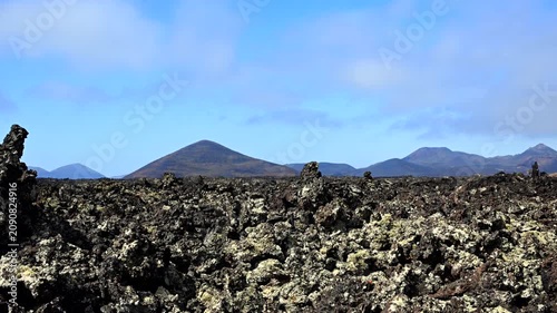 Thermal Radiation Shimmering Above Volcanic Basalt Badlands in Lanzarote Spain During Extreme European Heatwave