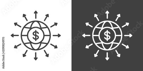 Tableau sur toile Market Expansion Icon Set Vector Collection Isolated In Black And White