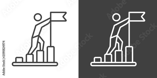 Tableau sur toile Business Goals Icon Set Vector Collection Isolated In Black And White