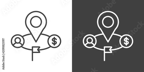 Photos Market Positioning Icon Set Vector Collection Isolated In Black And White