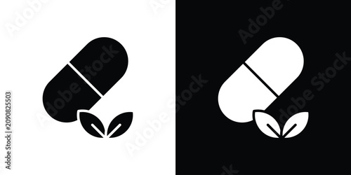 Bild auf Leinwand Herbal capsule icon editable graphic series
