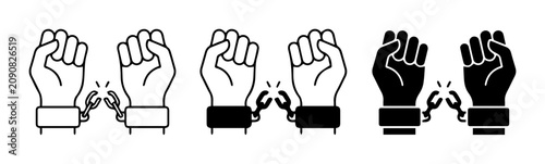 Breaking Chains Icons, Freedom Symbol, Liberation Fist Graphics, Equality Concept