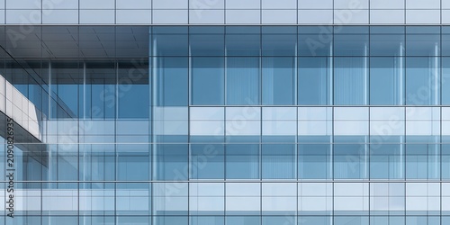 Modern Glass Facade of a Commercial Building with Geometric Patterns.
