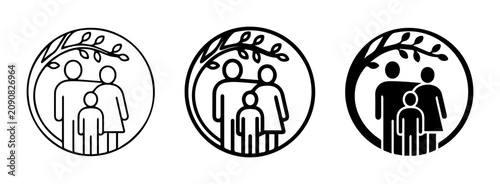 Bild auf Leinwand Family Tree Icons, Genealogy Symbols, Ancestry Line Art, Circle Icons