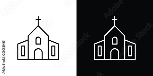 Quadro su tela Church icon line illustration group