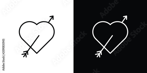 Heart with arrow icon line illustration group