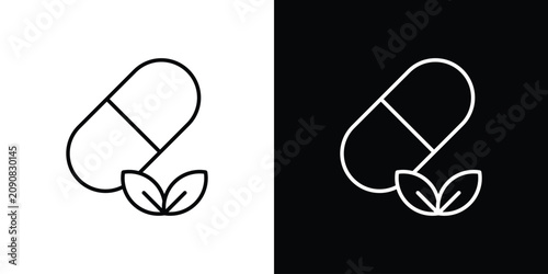 Photos Herbal capsule icon line illustration group