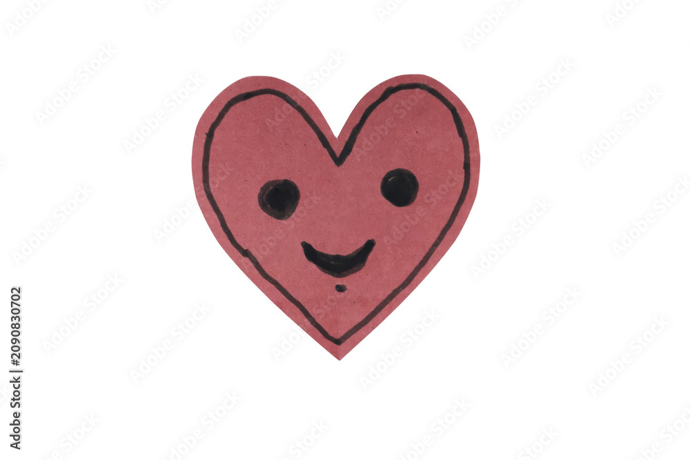 Fototapeta premium A cute pink heart with a smiley face isolated on transparent background
