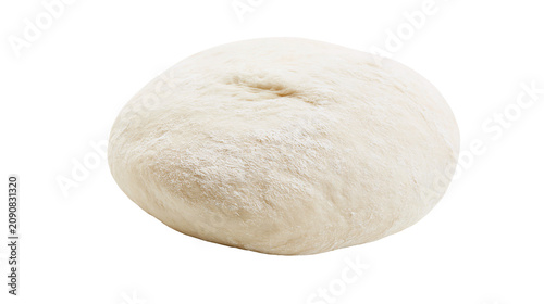 Raw white bread dough ball dusted with flour, isolated on transparent background