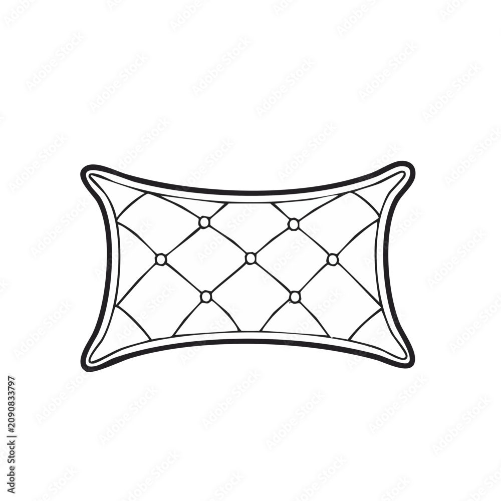 Obraz premium Classic Tufted Pillow Outline Illustration