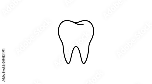 Cuadro en lienzo Tooth outline vector icon, hand-traced dental illustration of a clean molar shap