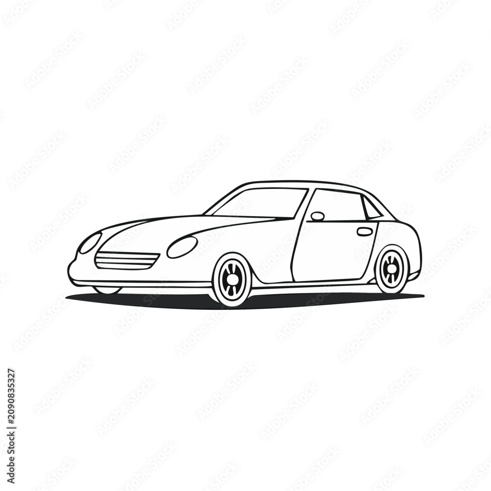 Naklejka premium Stylized sketch of a sleek four-door sedan automobile with clean lines