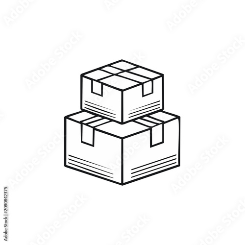 Stack of two cardboard boxes outlined in a simple line drawing style