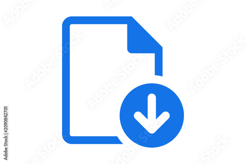 Fotografía Vibrant Blue Document Download Arrow Icon isolated on transparent background fil