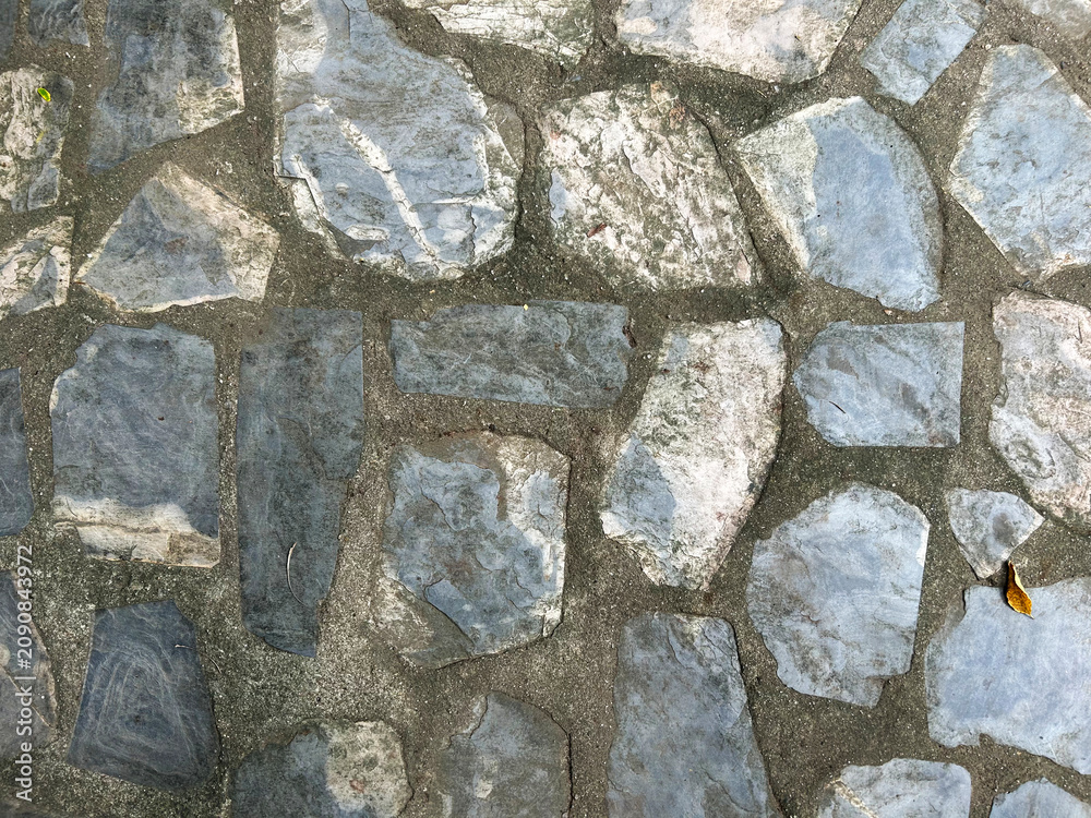 Fototapeta premium Leaf on brickbat floor background