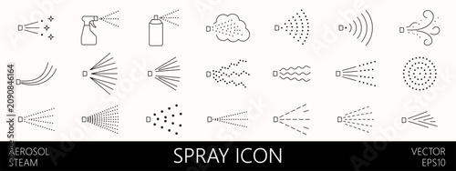 Foto Spray aerosol vector and icon mist water with steam shower nozzle