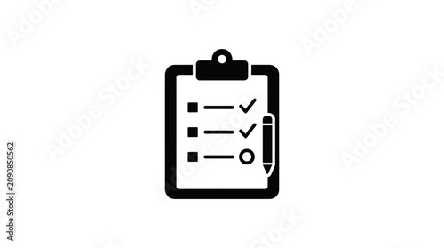 Clipboard with checklist and pen.