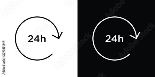 Bild auf Leinwand 24 Hrs icon outline design collection. EPS10