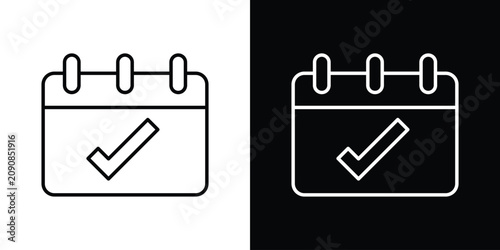 Canvastavla Calendar check icon outline design collection. EPS10
