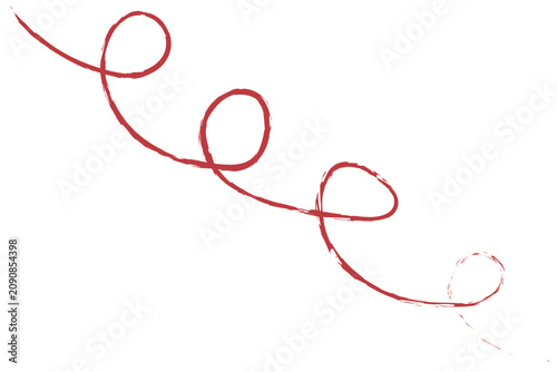 Fotografi A hand drawn red swirl pattern featuring multiple loops that traverse the frame