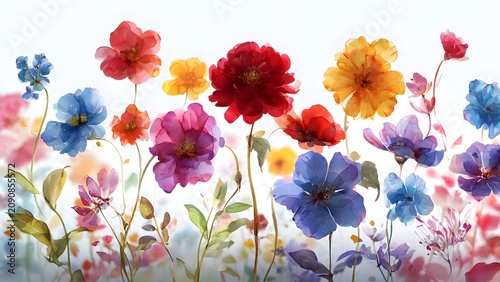 Vibrant Colorful Flowers in Bloom in Bright Garden