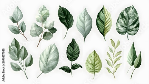Green Leaf Collection Watercolor Study