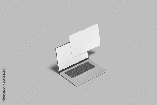 Fotografie Premium Quality Multi Screen Laptop Blank Mockup