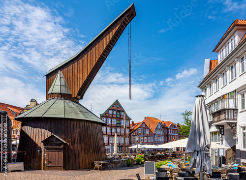 Foto Hansestadt Stade am Flusslauf der Schwinge, Innenstadt/Altstadt am Fischmarkt, L