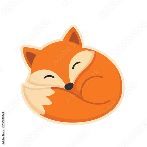 Sleeping Fox Flat Vector Icon