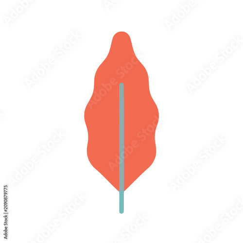 Abstract Coral Leaf Shape with Teal Stem