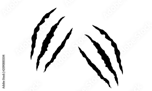 Foto Black claw scratch marks with sharp ripped slash effect creating a fierce attack symbol
