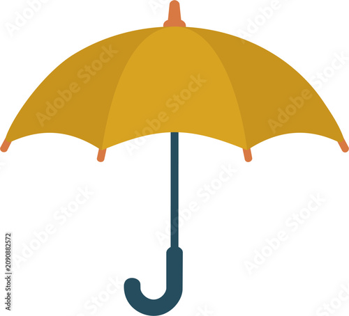 vector illustration of an open yellow umbrella, symbolizing financial insurance safety net, corporate risk mitigation, and crisis protection.