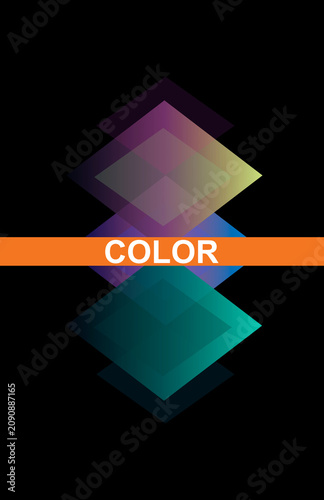 Abstract background with geometric shapes, rhombuses, colors and transparencies. In vertical format. Color.
