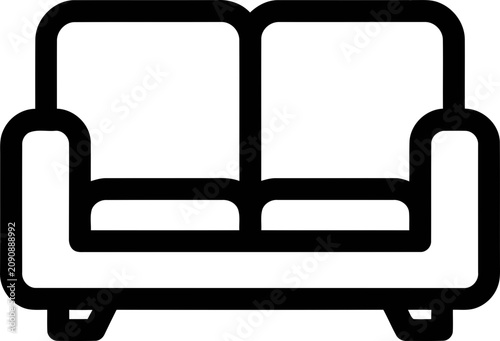 Schilderij op canvas Simple line art icon of a modern two-seater sofa, clean vector graphic for furniture design