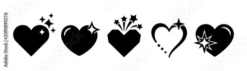 Schilderij op canvas Sparkling Heart Icons, Romantic Love Symbols, Valentine's Day Graphics, Celebrat