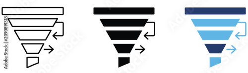 Canvas-taulu Minimalist sales funnel vector graphic illustration showing three distinct style