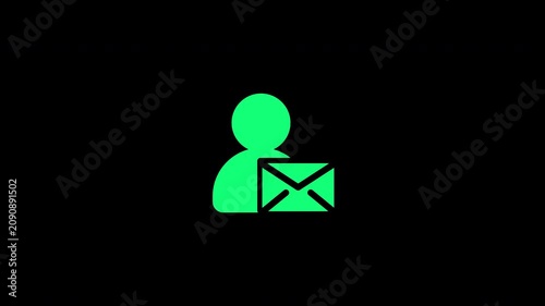 Account message envelope incoming mail communication green icon animation