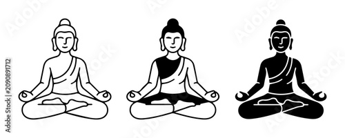 Canvas Print Buddha Meditation Poses, Zen Enlightenment Icons, Spiritual Serenity Symbols