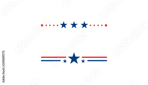 Patriotic American flag style dividers with stars and stripes for independence day vector design