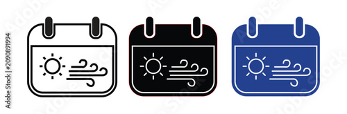 Foto Vector graphic illustration of weather calendar icons in different colors and de