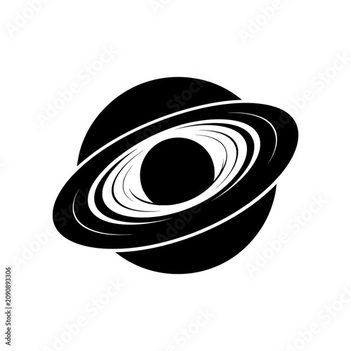 Картината върху платно Black Hole icon featuring a cosmic singularity surrounded by a swirling accretion disk