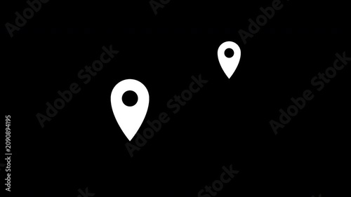 Dual map pointers route tracking delivery distance white icon animation