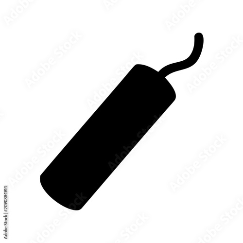 Canvastavla Black silhouette of dynamite stick with fuse on a white background