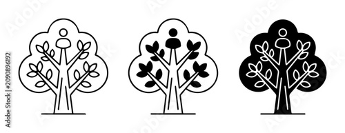 Принти на полотні Family Tree Icons, Genealogy Symbol, Ancestry Lineage, Human Connection Vector S